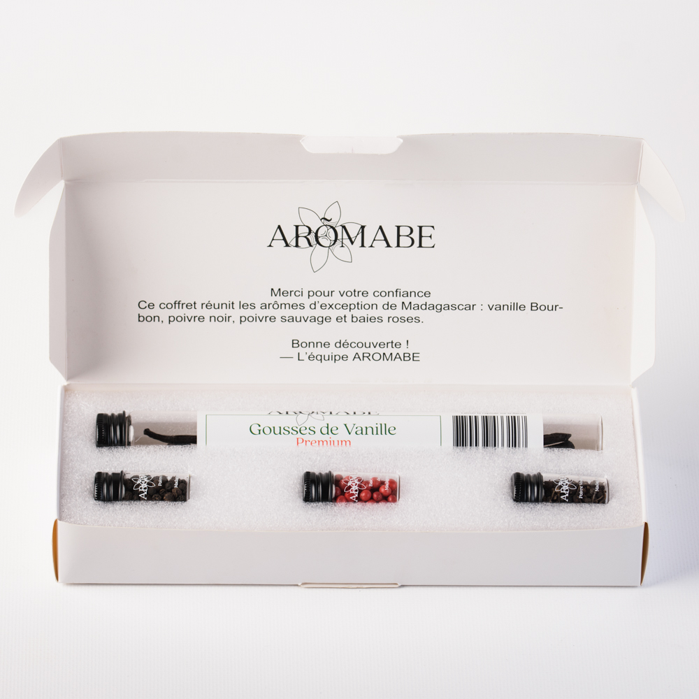 Coffret découverte épices d'Aromabe ouvert