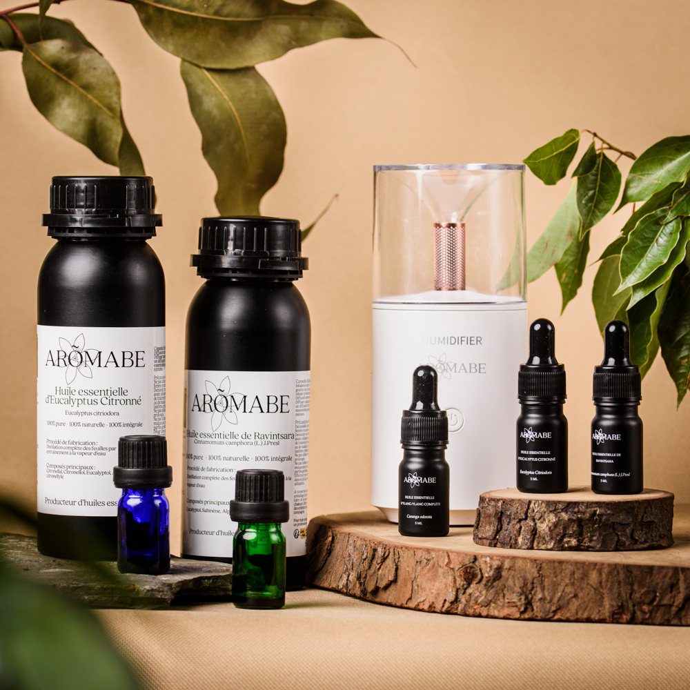 Tous les produits huiles essentielles Aromabe avec décoration